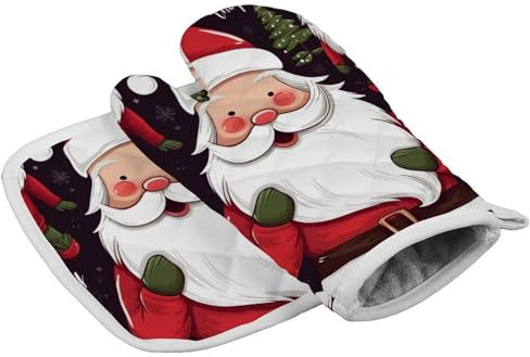 Gants de cuisine personnalisés résistants à la chaleur pour femme - Motif Père Noël
