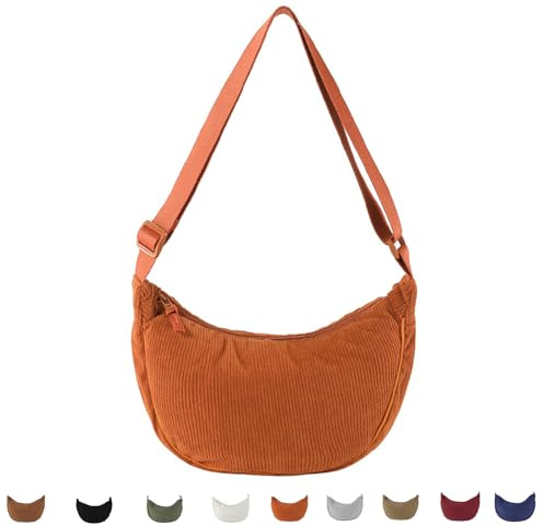 Borsa a mezzaluna da donna, in velluto a mezza luna, borsa a tracolla a mezzaluna, borsa a tracolla Hobos tinta unita con tracolla regolabile per viaggi, lavoro, scuola, uso quotidiano
