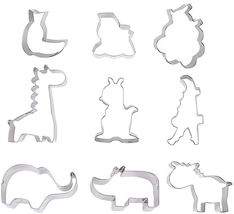 MAGICLULU 9piezas Cortador De Galletas Inoxidable Molde Para Dinosaurios Herramientas Para Hornear