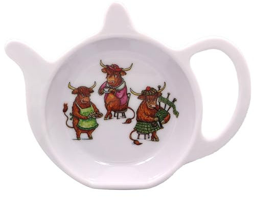 The Leonardo Collection Finola Stack Highland Cow Teabag Tidy For Kitchen & Home | British Designed Durable Tea Bag Tidy | Tea Bag Dish For Used Tea Bags | Teabag Dish With Modern Design