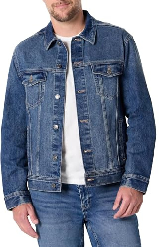 Amazon Essentials Men's Regular-Fit Low Stretch Denim Jacket, Stone Medium Wash, X-Large