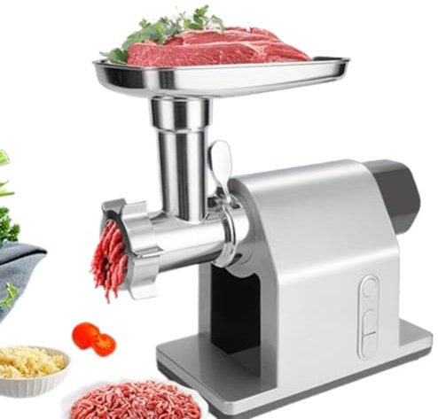 Tritacarne Elettrico, tritacarne 3 in 1 e insaccatrice, 2 Lame in Metallo, con Funzione di inversione, frullatore per ripieno di Carne, per Cucina Domestica, Ristorante, Commerciale
