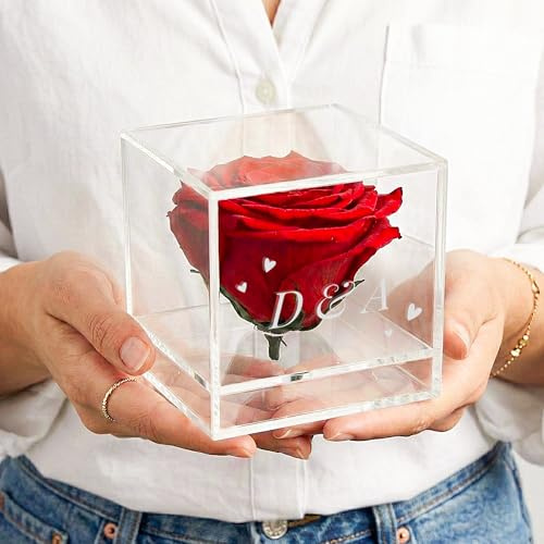 your surprise Ewige Rose im Glas mit Gravur Ewige Rose mit Namen, Glas Rose, Longlife Rose im Glas, echte Rose im Glas, Geschenk Rose für Frauen (Rose im Glas)