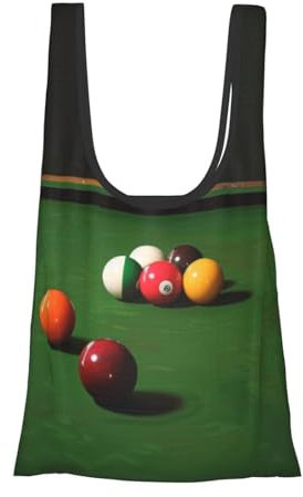 YKLJG Faltbare Öko-Einkaufstasche mit Cartoon-Pilz-Druck, wasserdicht, wiederverwendbar, mit verstärkten Griffen, für Lebensmittel, Reisen und nachhaltiges Geschenk, Billard, Einheitsgröße