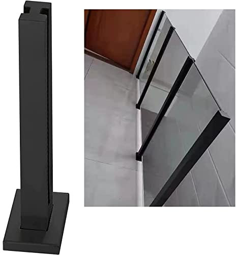 Poteau de Garde-Corps en Verre Noir Mat - Système de Garde-Corps de terrasse en Acier Inoxydable Durable avec Panneaux de clôture en Verre, idéal pour Une Utilisation intérieure et extérieur