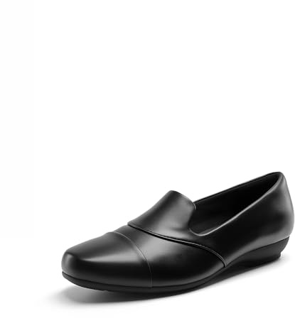 DREAM PAIRS Women's Loafers Orthopedic Work Dress Shoes | Elastic PU, extra-wide, triple-layer arch support, TPR nubbed, work/travel
