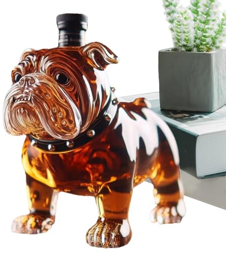 Whiskey Bottle - Bulldog Whisky | CARAFE | Schnapps Dispenser | Weinkarafe Schnapps Glaskaraffe with a large capacity unique Kaaffe for restaurant shelves to collect a