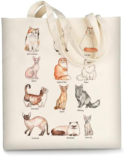 Wanheart Canvas Stofftasche mit Tier-Print – Faltbare Einkaufstasche aus Baumwoll-Canvas, Große Kapazität Schultertasche für Damen, Schule, Arbeit, Reisen, 39×34cm ((B))