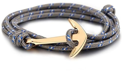 Guldpläterat ankare armband med polyestersnöre