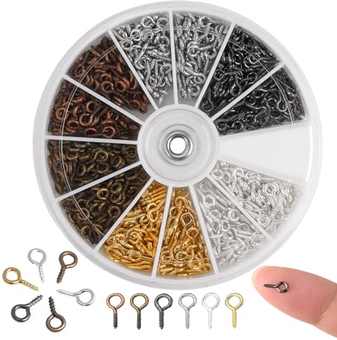 600 Stück Kleine Ösenschraube, 4 x 8 mm Metall Augen Schraubösen | Schraubhaken Augenschrauben, Mini Ösenschrauben, Kleine Schraub Ösennadeln für DIY Anhänger Schmuckherstellung