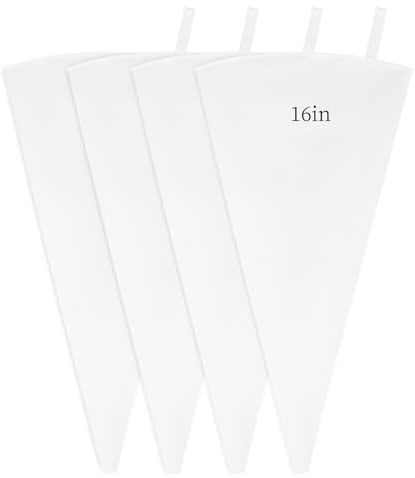 4 st bomullstyg spritspåsar, 40 cm (16 tum), återanvändbara glasyrpåsar, anti-bristande bakverkspåsar för tårtdekoration muffins kakor efterrätter baktillbehör professionell spetslös bakverkspåse
