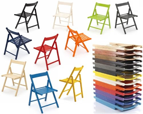 yelloo - Chaises LIBRO pliantes, pliantes, colorées, peu encombrantes, en bois de hêtre massif, pour maison, cuisine, jardin et camping, bar, restaurant, légères et peu encombrantes (4, rouge)