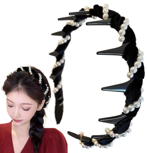 Fasce di perle per donne, perline per ragazze, fascia per capelli ondulati, non scivolanti, denti della sposa