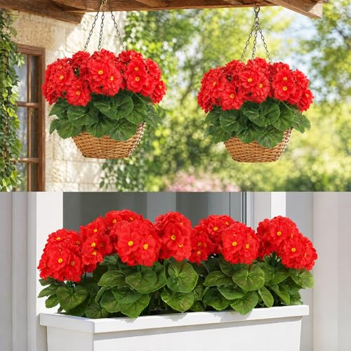 6 Konstgjorda Pelargoner Realistiska, UV-tåliga Balkongväxter Fejkblommor Ute Inne Dekoration Hem