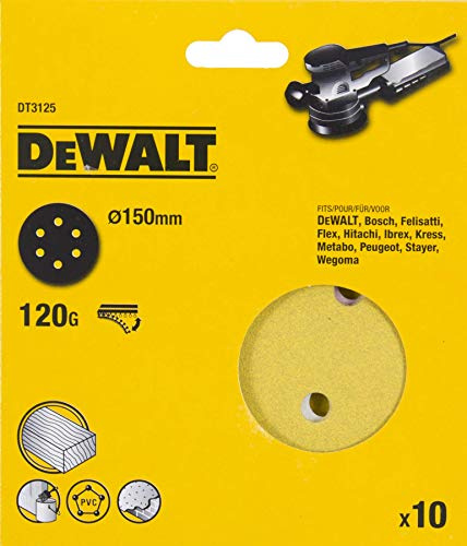 DEWALT Disques abrasifs 125mm grain 120 10 pièces DT3125-QZ
