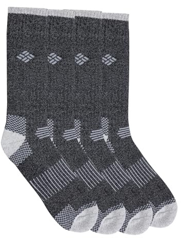 Columbia Moisture Control Cush Crew, Black, Men 6-12, 4 Pair