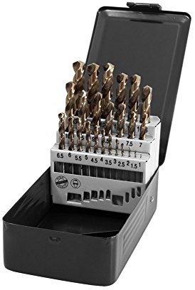 Proteco-Werkzeug® Metall-Bohrer Spiralbohrer Cobalt HSS - Co5 Satz in Industriekassette 25-tlg. Bohrersatz Spiralbohrer geschliffen 1-13 mm 0,5 mm steigend