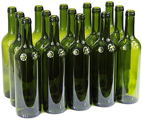 Bouteille de Vin 750 ml Sans/Avec Bouchon en Verre - Pour Vin, Liqueur - 3 Couleurs, Vert Olive - 24 Pièces