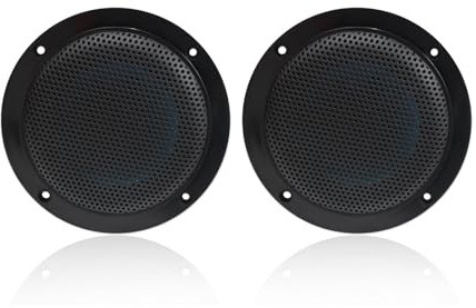Herdio 4 Inches Waterproof Marine Ceiling Flush Wall Mount Speakers with 160 Watts Power, Handling for Kitchen Bathroom Boat Car Motorcycle Cloth Surround and Low Profile Design - 1 Pair (Black)