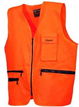 BENISPORT Chaleco naranja fluoresente basic line - chaleco de alta visibilidad para caza - bolsillo portablas (Talla M)