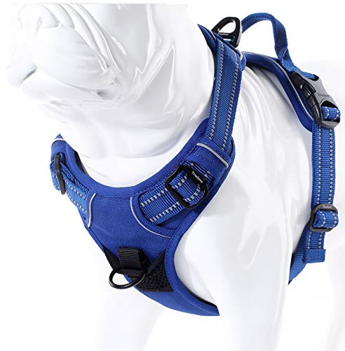 JUXZH Truelove No Pull Dog Harness with Easy Control Handle and 2 Leash Attachments,Reflective Adjustable Pet Vest