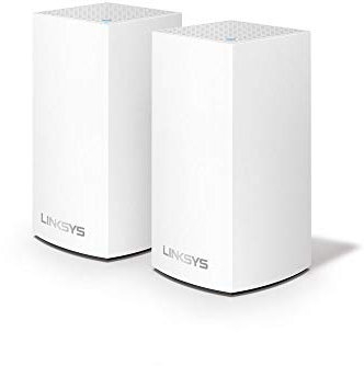 Linksys Velop WHW0102 Dual Band Whole Home Mesh WiFi 5 System (AC1300) – WLAN-Router, Extender und Booster bis zu 3000 m² Abdeckung für 30+ Geräte mit MU-MIMO und Kindersicherung, 2 Stück, Weiß