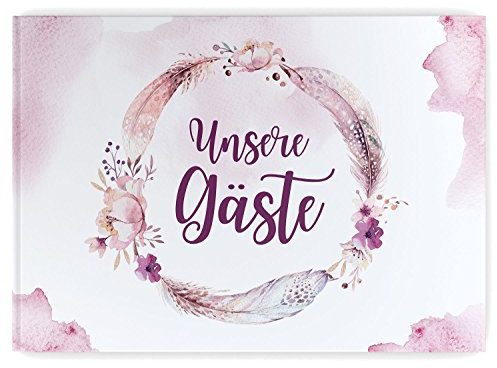 DeinWeddingshop Gästebuch Hochzeit Boho Love, 104 Seiten, Hochzeitsgästebuch Hochzeitsalbum Hochzeitsbuch Hochzeitsgeschenk, Hardcover DIN-A4 (mit Fragen)