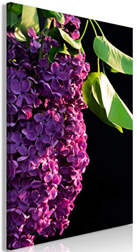 decomonkey Bilder Blumen 80x120 cm 1 Teilig Leinwandbilder Bild auf Leinwand Vlies Wandbild Kunstdruck Wanddeko Wand Wohnzimmer Wanddekoration Deko Flieder Natur