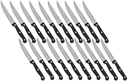 Nirosta Steakmesser 20er Set MEGA, formschönes Pizzamesser, Fleischmesser aus Edelstahl, Tischmesser mit widerstandsfähigem Griff, hochwertiges Messer (Farbe: Schwarz/Silber), Menge: 20 Stück