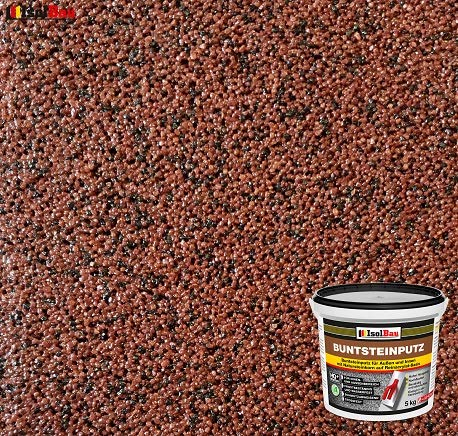 Isolbau - Buntsteinputz für Außen und Innen (Rotbraun, Schwarz) 5 kg - BP80 Mosaikputz Dekorationsputz Frostsicher, Wasserfest, Stoßfest