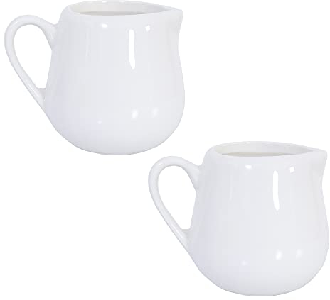 2 X Small Ceramic Milk Jug 75ml White