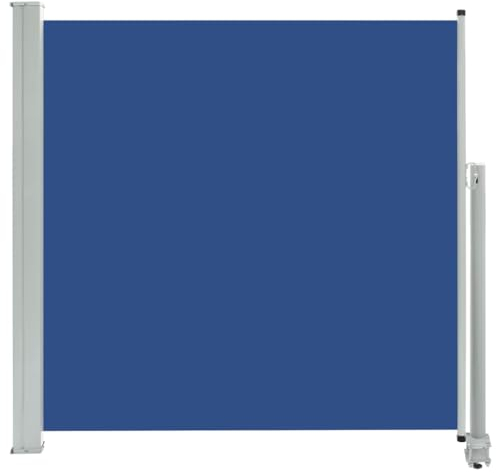 vidaXL Tenda da Sole Laterale Retrattile per Patio Privacy Automatica Schermo Parasole Frangivento 160x300cm in Tessuto PU Blu Telaio in Ferro