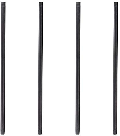 PIPE DECOR 3/4” x 42” Black Steel Plumbing Pipe, Pre Cut, Industrial Steel Grey Fits Standard 3/4 Inch Threaded Black Malleable Iron Fittings, Build Vintage DIY Furniture, 4 Pack