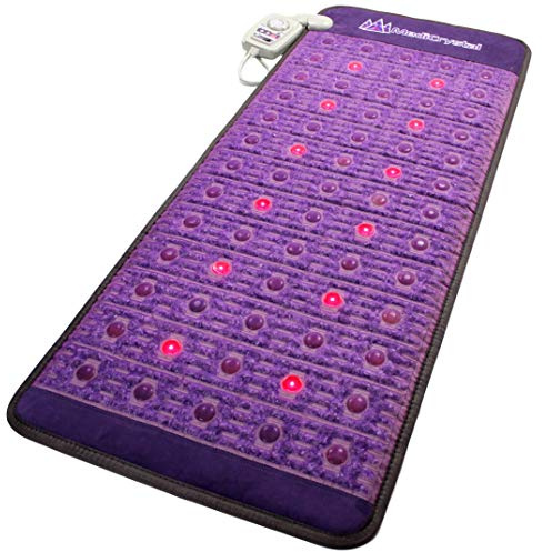 MediCrystal Far Infrared Amethyst Mat - Natural Agates + Photon Red Lights - FDA Registered Manufacturer - Negative Ion - FIR Heating Pad (Midsize 60 L x 24 W)