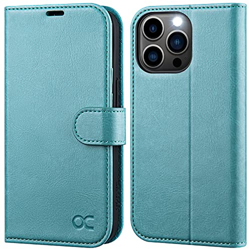 OCASE für iPhone 13 Pro Hülle Handyhülle Blauer See | Premium PU Leder Kartenfach Magnetverschluss RFID Schutzhülle Klapphülle Handytasche Lederhülle