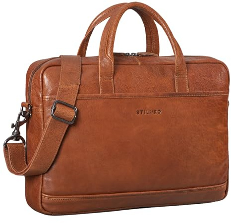 STILORD Claudius Große Vintage Umhängetasche Leder Aktentasche 15,6 Zoll Laptoptasche mit Reißverschluss und abnehmbaren Schultergurt Lehrertasche Farbe:maraska - braun