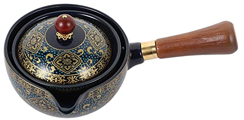 Japanese Kyusu Ceramic Teapot with Side Handle, 9x9x5cm, Blue, Retro Style Tea Kettle for Brewing Loose Leaf Tea