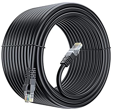 Vsnetwork Matassa 50 MT Metri Cavo di rete Schermato Impermeabile per uso esterno ed interramento UTP CAT6 CCA RJ45 Patch Cord Ethernet Gigabit 1000 Mbps 550 MHz Nero (50)