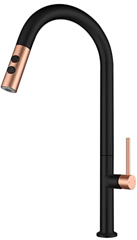 304 edelstahl schwarz gold küche ausziehbare wasserhahn warm- und kaltbeschichtung drehbare teleskop spülen wasserhahn, schwarz gold