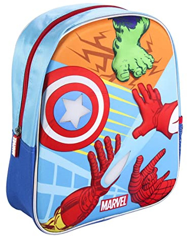 CERDÁ LIFE'S LITTLE MOMENTS - Sac à Dos Avec Lampes à DEL de The Avengers avec 1 Poche à Fermeture Éclair + Filet Latéral pour la Bouteille - Licence Officielle Marvel