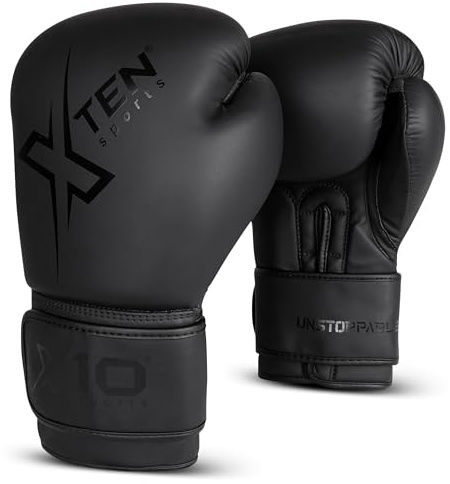 XTEN Boxing Gloves Perfect Sparring boost boxing training | Boxing bag train with Pro gym gloves ventilated boxing gloves pair to punch on punch bag (Matte Black, 16 Oz)