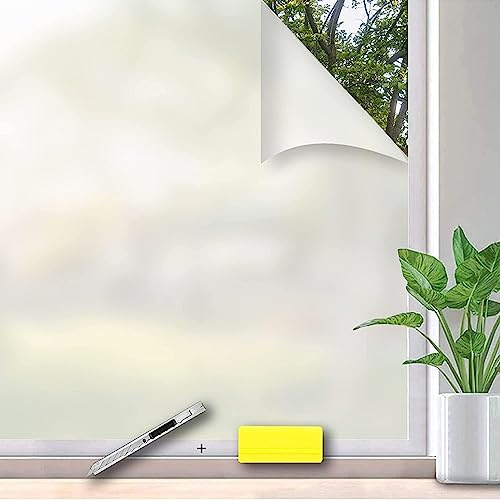 Simple Fix Fensterfolie - Milchglasfolie 70 x 500 cm - Sichtschutzfolie, Isolierfolie, Fensterfolie Milchglas - Fenster Folie Blickdicht Selbsthaftend - Milch
