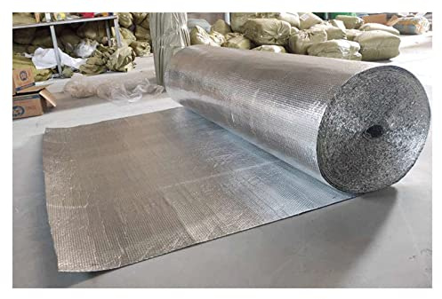 MUYUNXI Self-Adhesive Vapor Barrier, Heat Reflective Bubble Foil, Thermal Insulation Foil for Attics, Sheds, Greenhouses, Roofs(Size:1x30m(3.2x98.4ft))