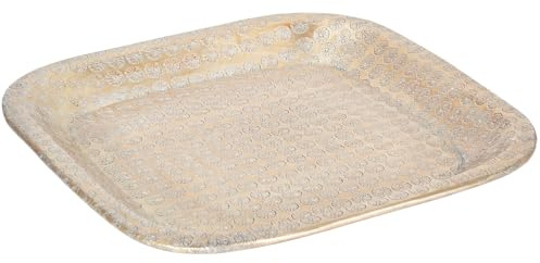 Plateau oriental en aluminium Jamira 29 cm | Plateau à thé marocain de couleur dorée | Plateau doré oriental | Décoration orientale sur la table dressée
