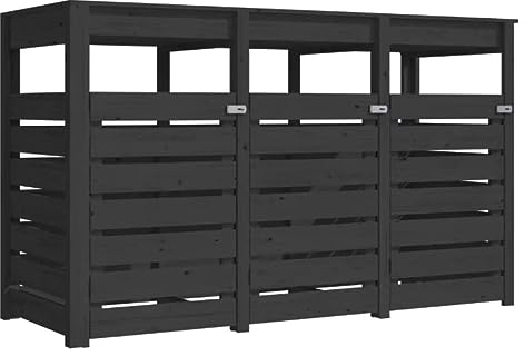 Karibu Mülltonnenbox für Tonnen Mülltonnenverkleidung aus Holz Wetterfest, robust, pflegeleicht Außenaufbewahrung, Müllabdeckung 3 Tonnen Farbe: anthrazit