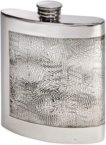 I LUV LTD 6 oz Étain Flacon de Hanche de Rein avec Scène de Golf en Relief sur Le Devant et Le Dos Finition Polie Brillante Couvercle à Pas de Vis
