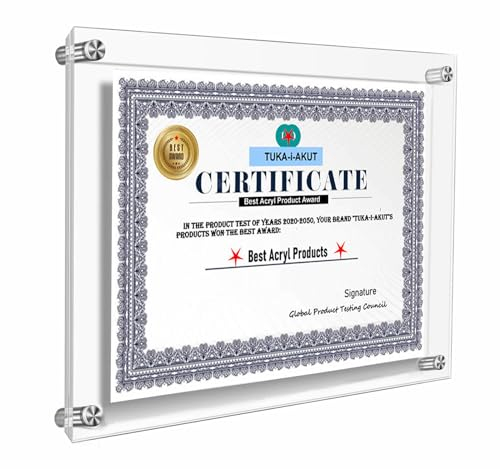 TUKA-i-AKUT Acrilico Cornice Display da Parete per A4 Formato, Trasparente Targa da Ufficio Doppio Pannello, Cornice a Parete per Documenti Foto Certificati Volantini Poster, TKD9402-A4