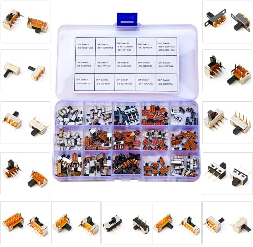 Kidisoii Slide Switch Assorted Kit, Mini Micro PCB Panel Slide Switch 2Pin 3Pin 4Pin ON/Off ON/Off/ON Switch Arduino Breadboard Electronic Dip SlideSwitch for Electronics DIY Assortment Kit