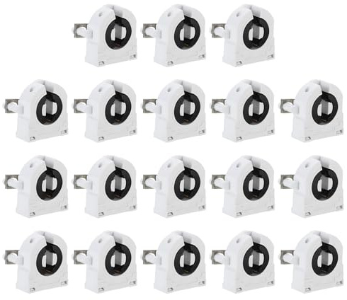 PATIKIL T8 Support de Lumière Fluorescente, 18 Pcs G13 Base de Lampe Douille de Tube Fluorescent LED, 250V Remplacement du Support de Lampe de Type Tournant Non Shunté, 27x31x18mm
