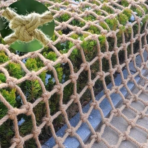 TIST 10MM/10CM Rope Net For Treehouse Plants Fence Hemp Rope Netting Safety Net Balcony Railing Protective Net Playground Hammock (Color : 10MM/10CM, Size : 2m*2m)